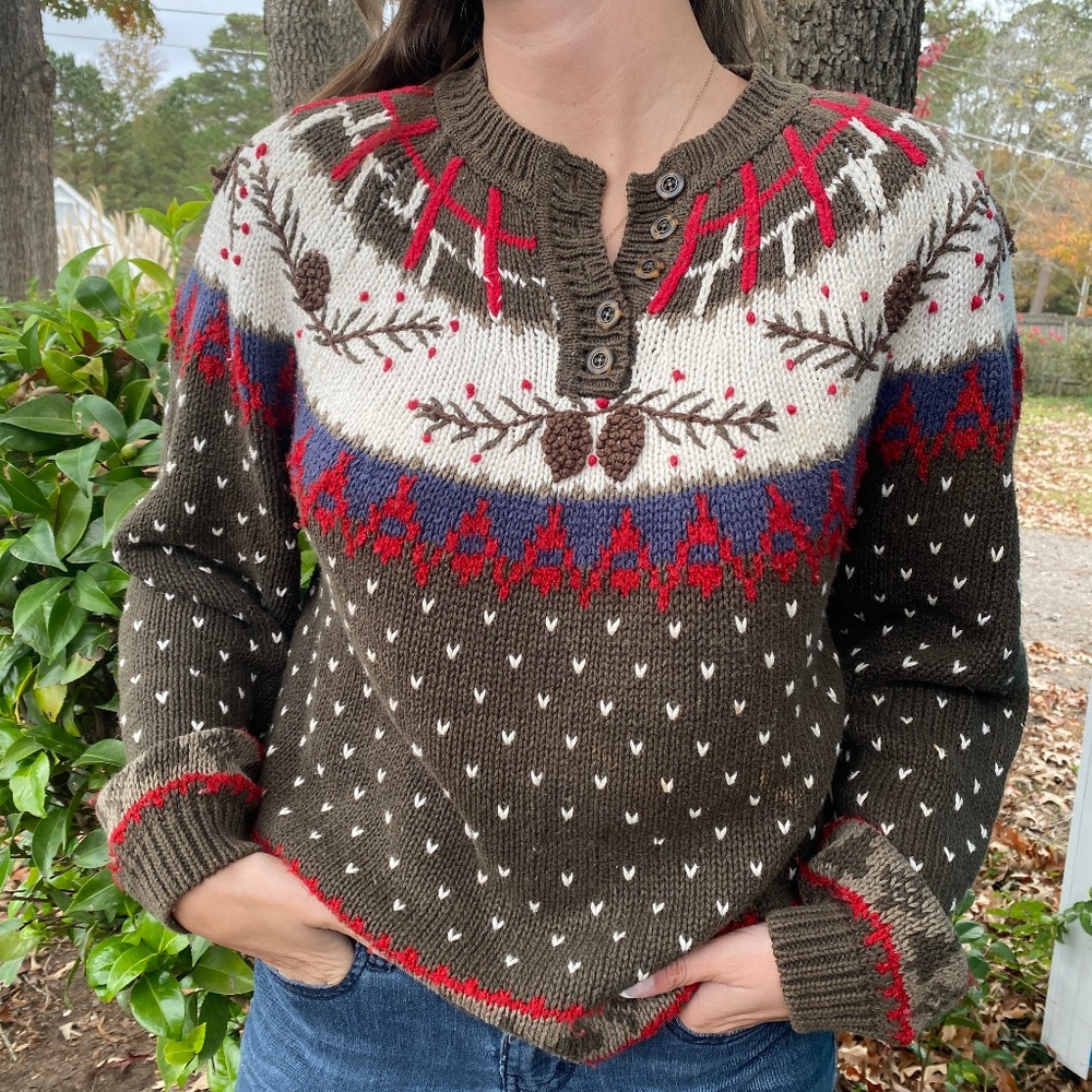 Tailor B. Moss Multicolor Patterned Sweater